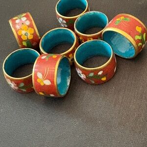 Cloisonne Enamel Band Rings Lot of 8